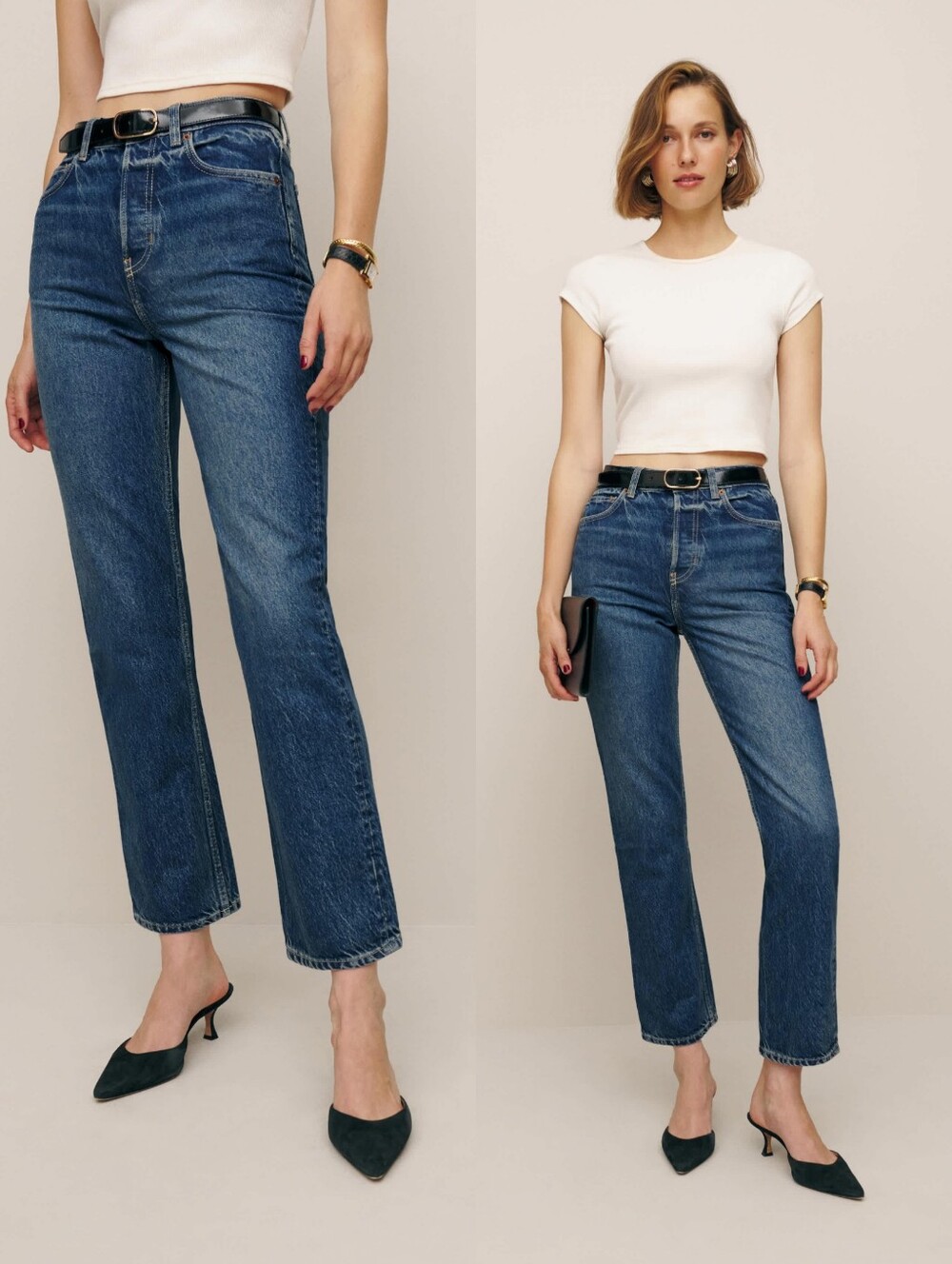 Reformation Cynthia High Rise Straight Cropped Jeans In Lanier Size 27